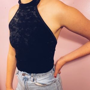 Black halter velvet top